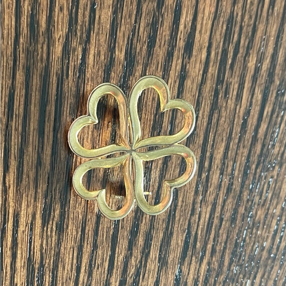 Vintage Four Leaf Heart Shaped Clover Brooch 12K GF